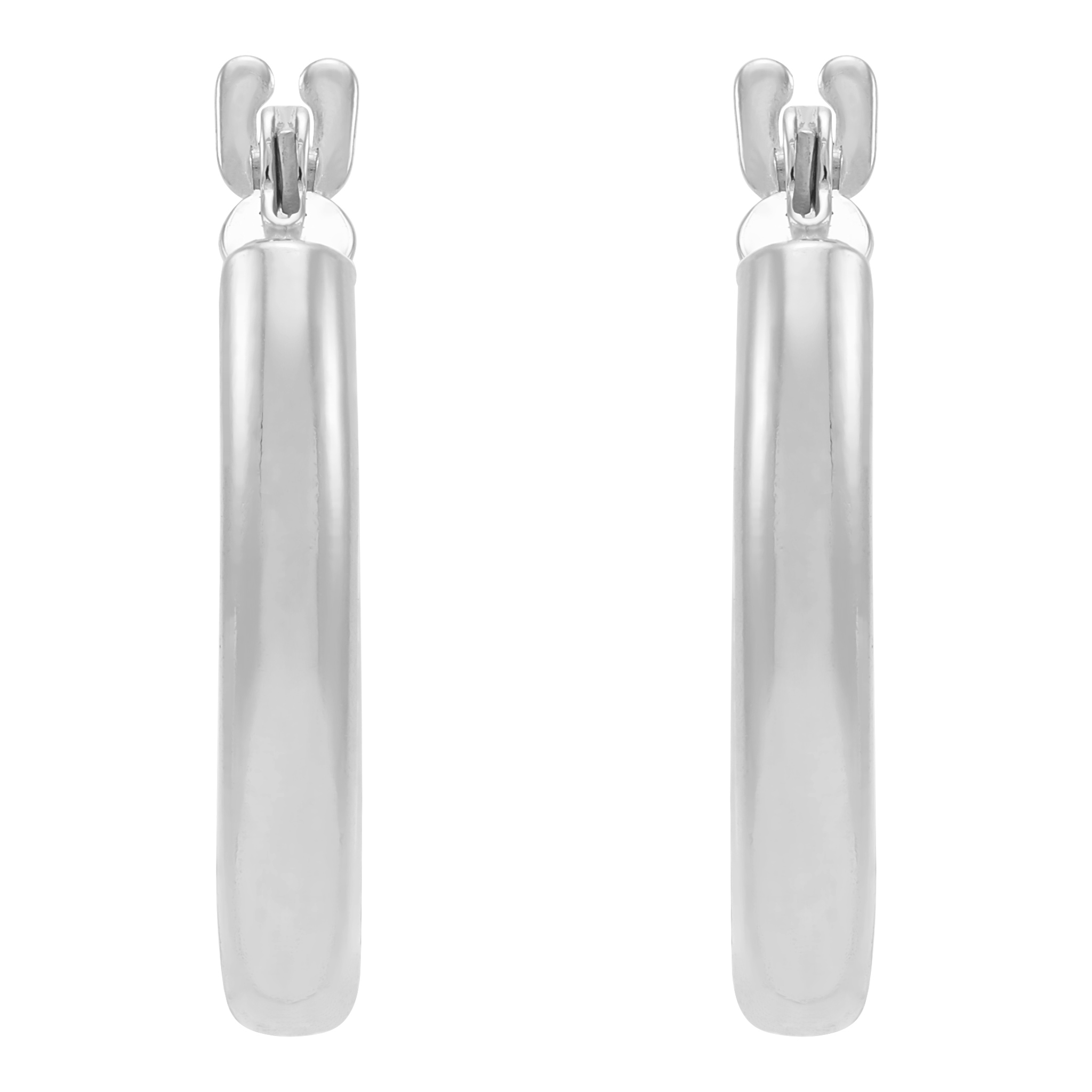 14k White Gold Tube Hoop Earrings