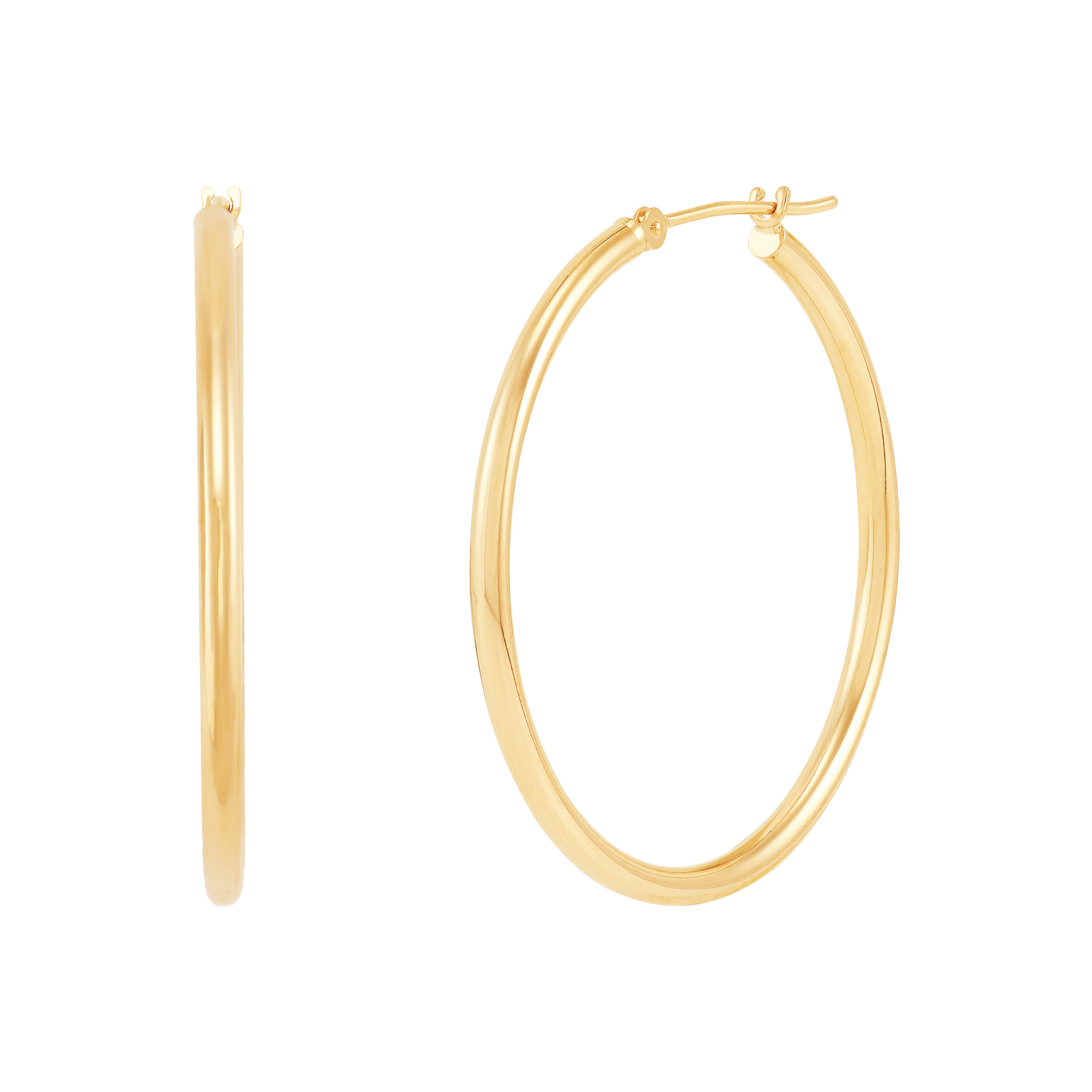 14k Yellow Gold Tube Hoop Earrings