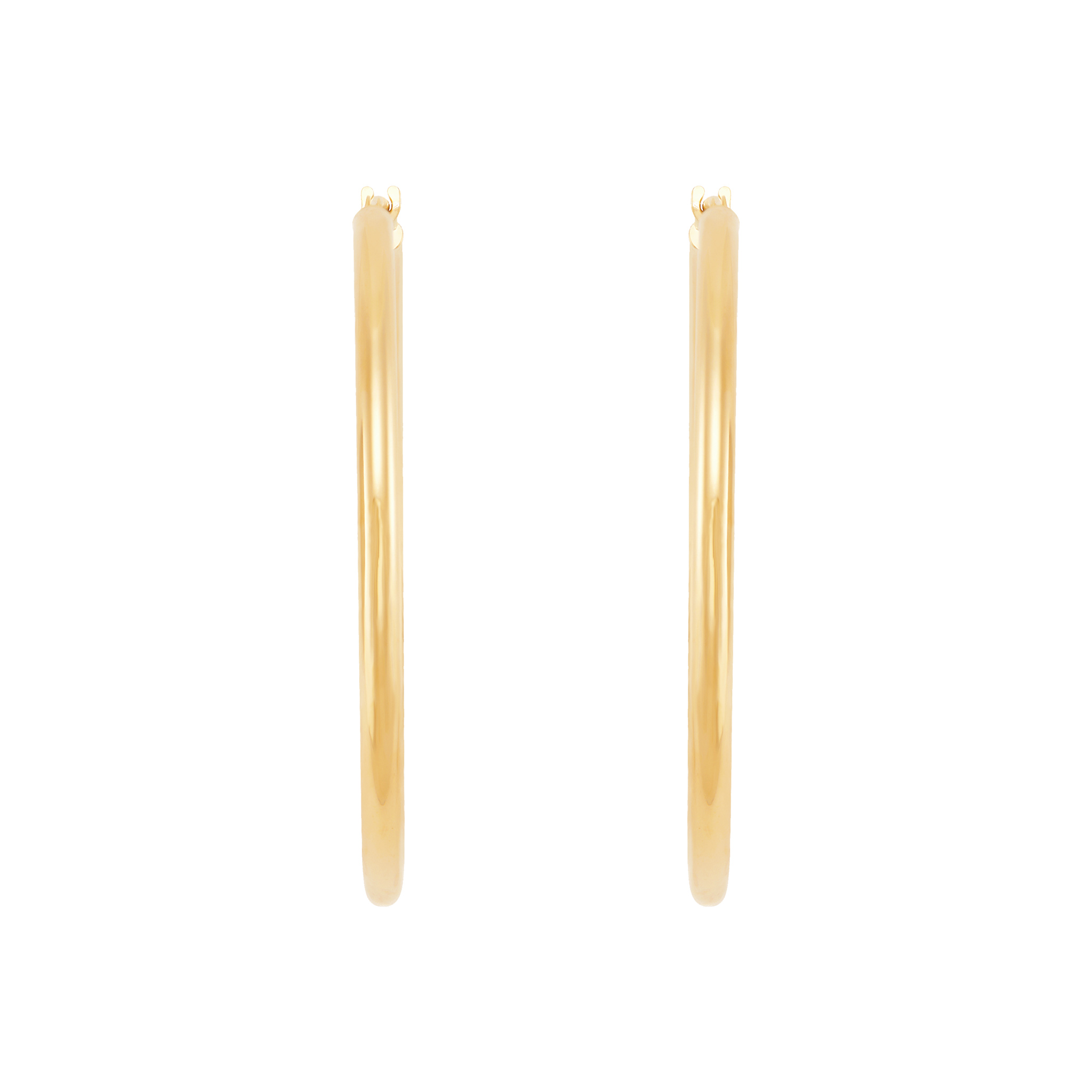 14k Yellow Gold Tube Hoop Earrings
