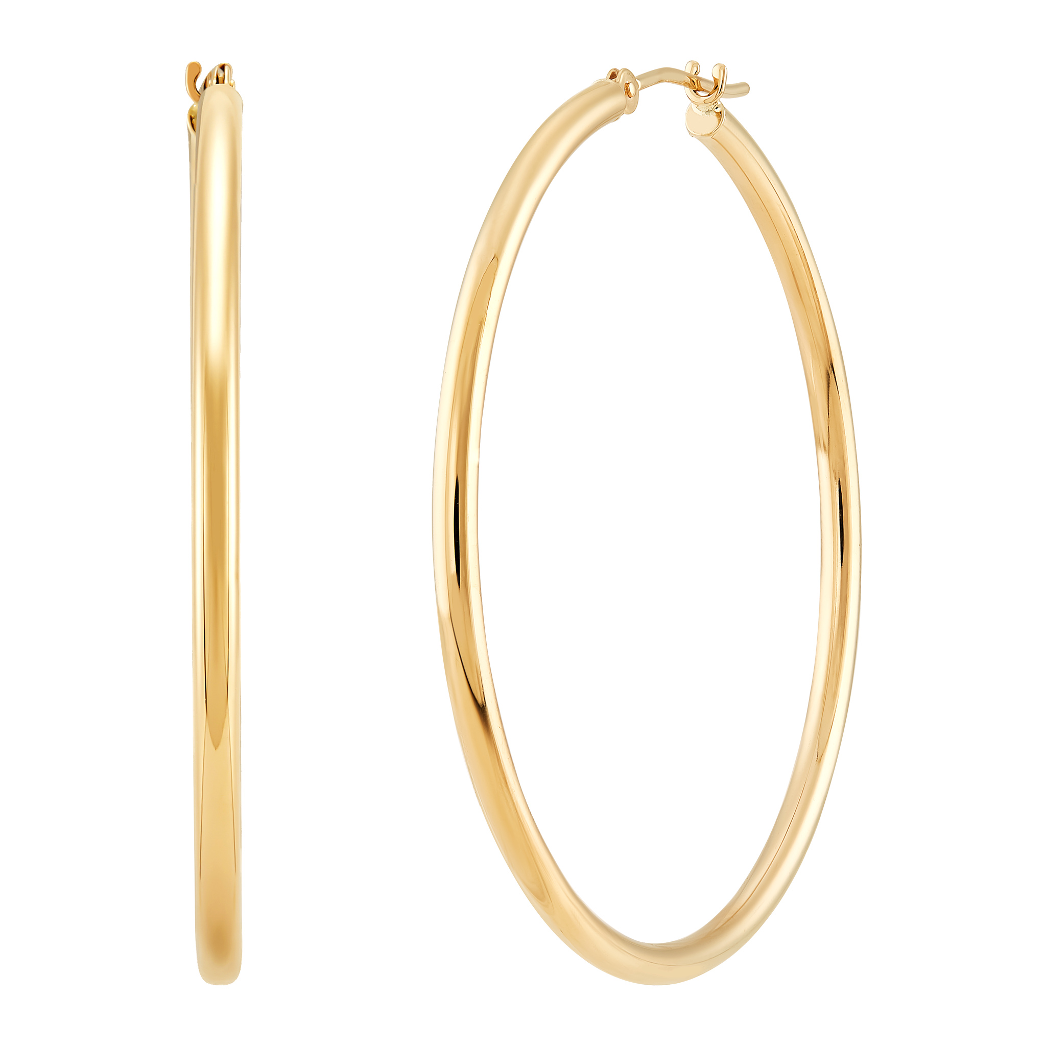 14k Yellow Gold Tube Hoop Earrings