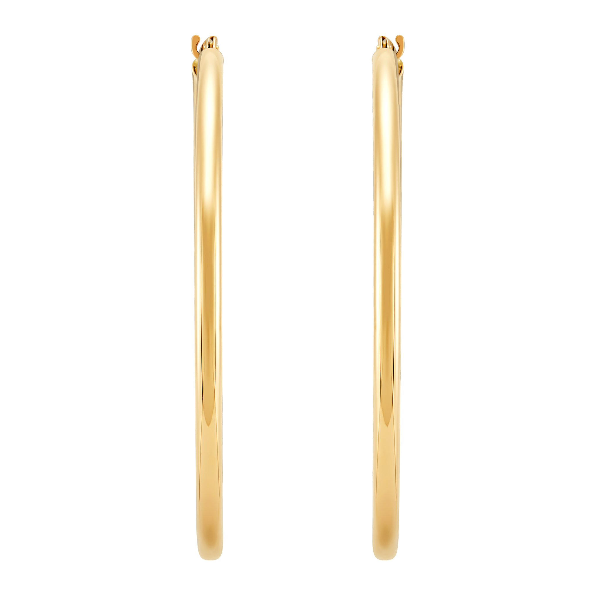 14k Yellow Gold Tube Hoop Earrings