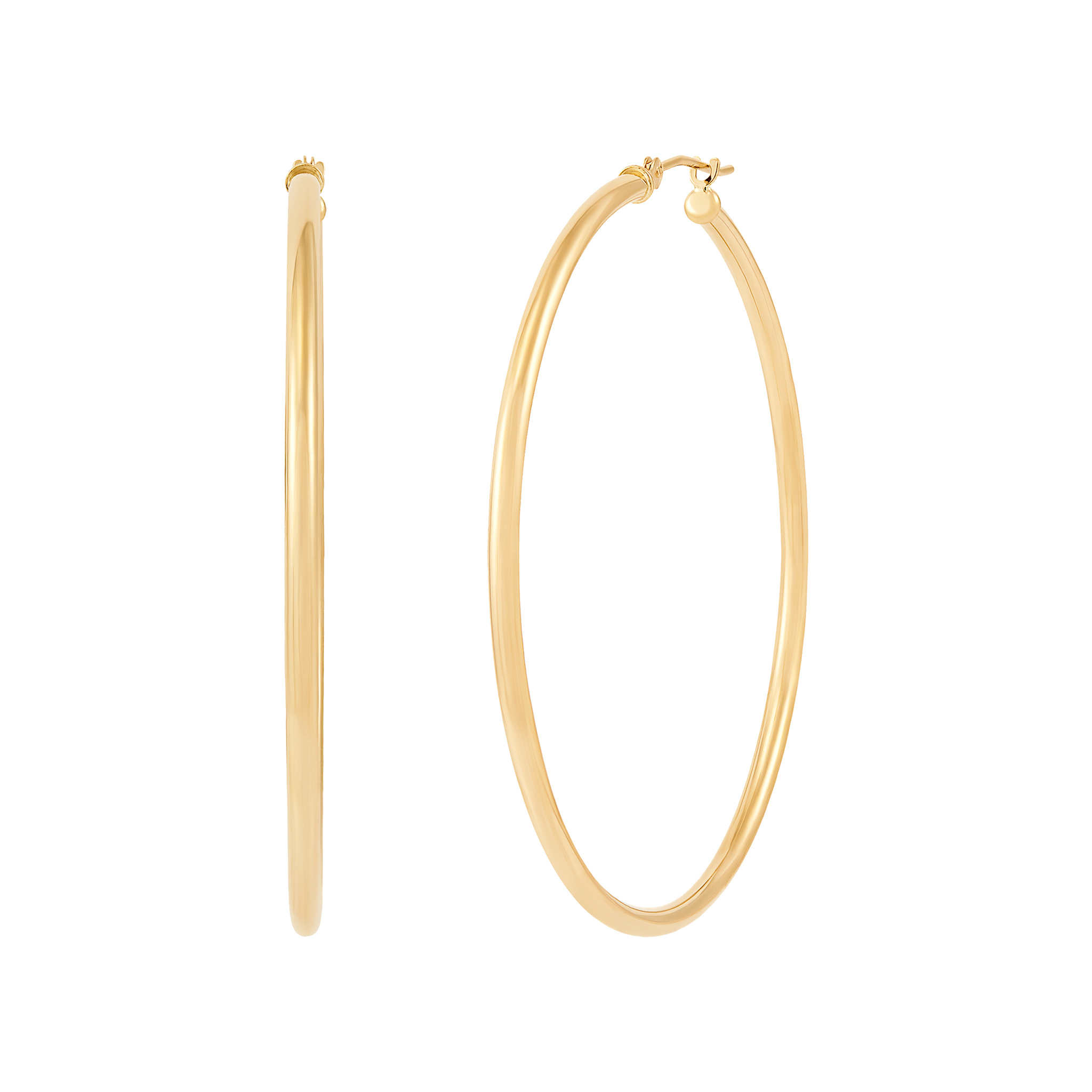 14k Yellow Gold Tube Hoop Earrings