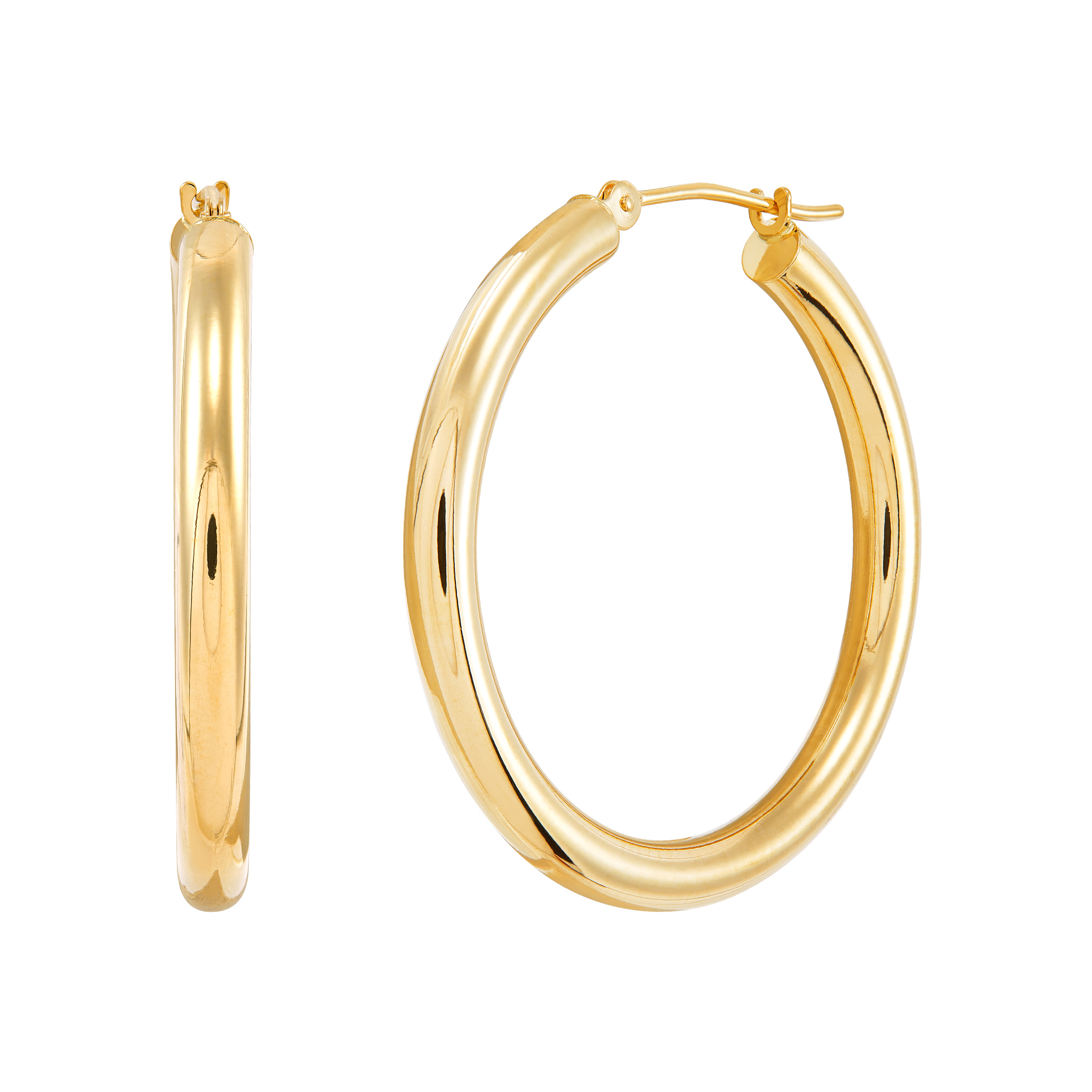 14k Yellow Gold Tube Hoop Earrings