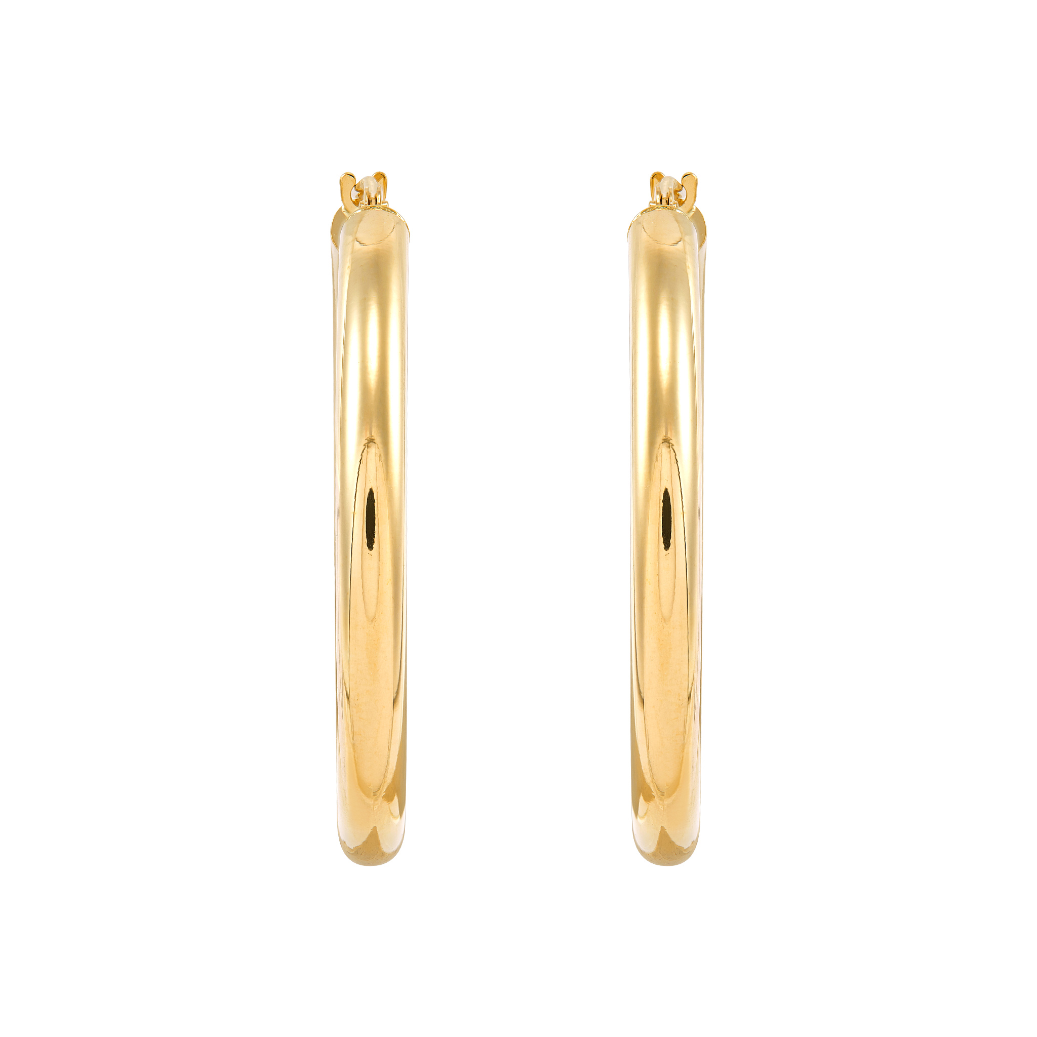 14k Yellow Gold Tube Hoop Earrings
