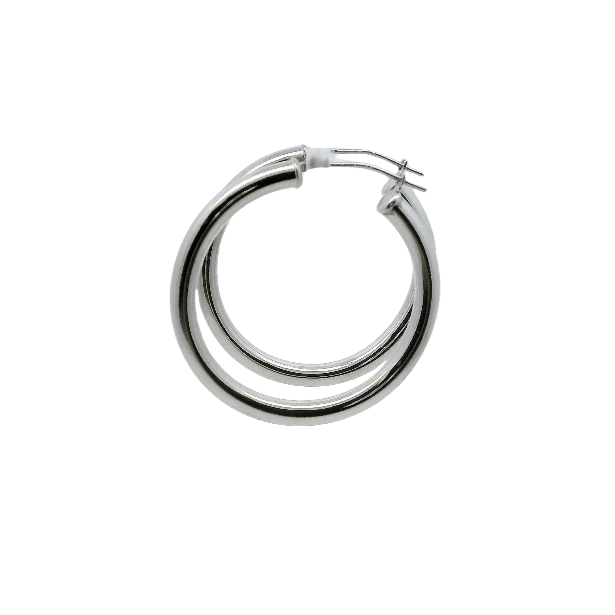 14k White Gold Tube Hoop Earrings