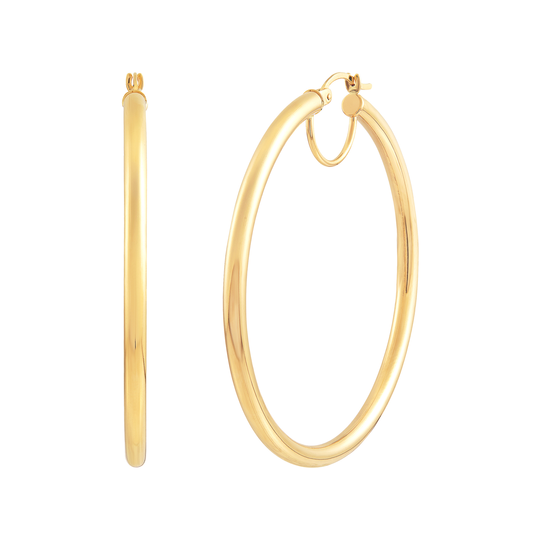 14k Yellow Gold Tube Hoop Earrings