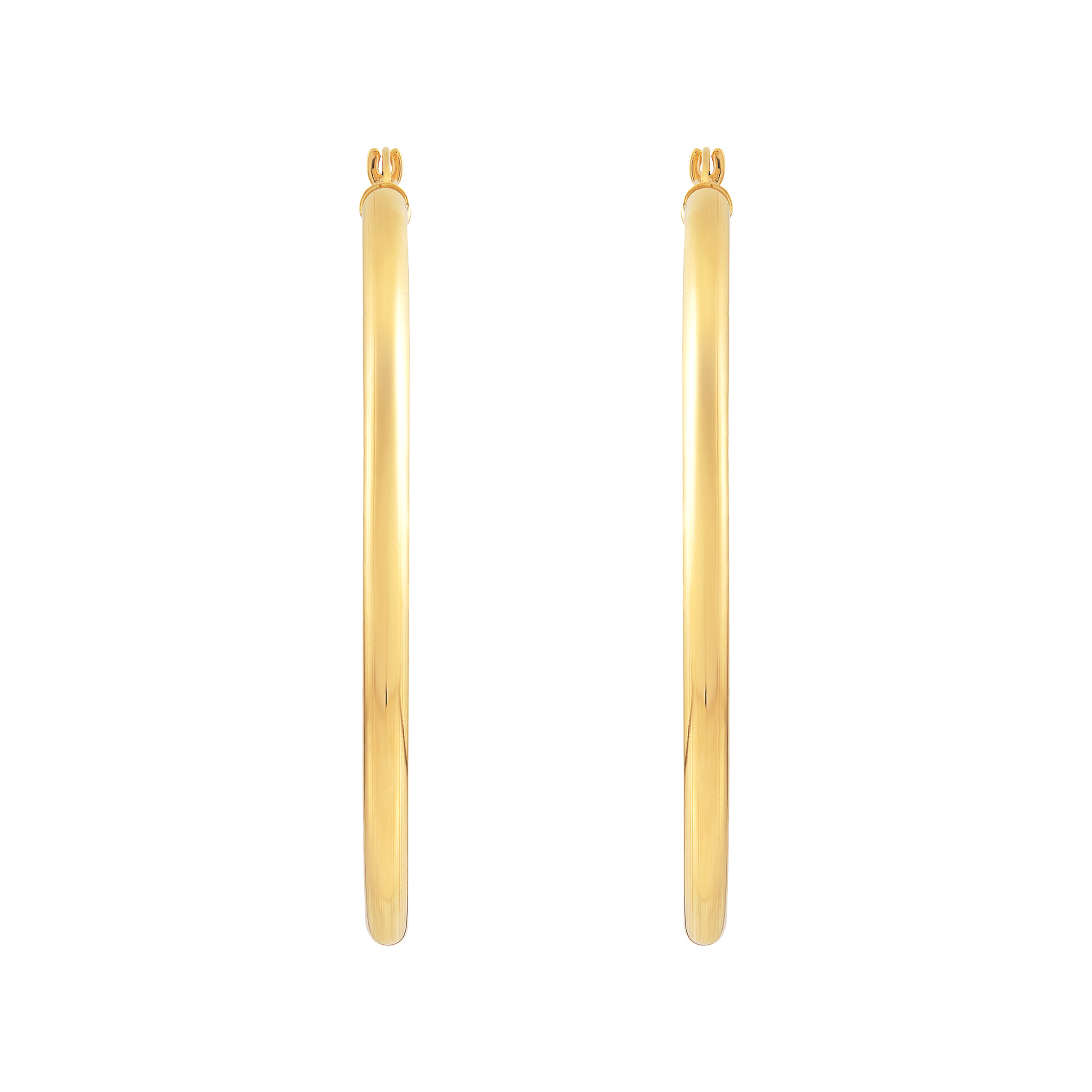 14k Yellow Gold Tube Hoop Earrings
