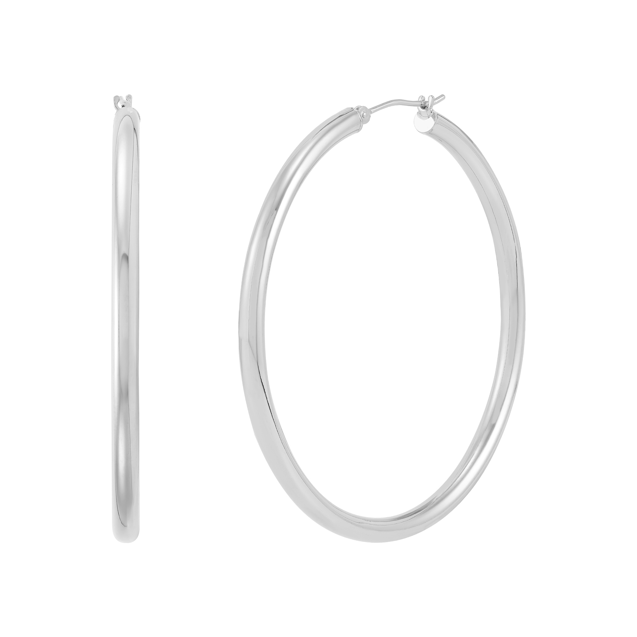 14k White Gold Tube Hoop Earrings