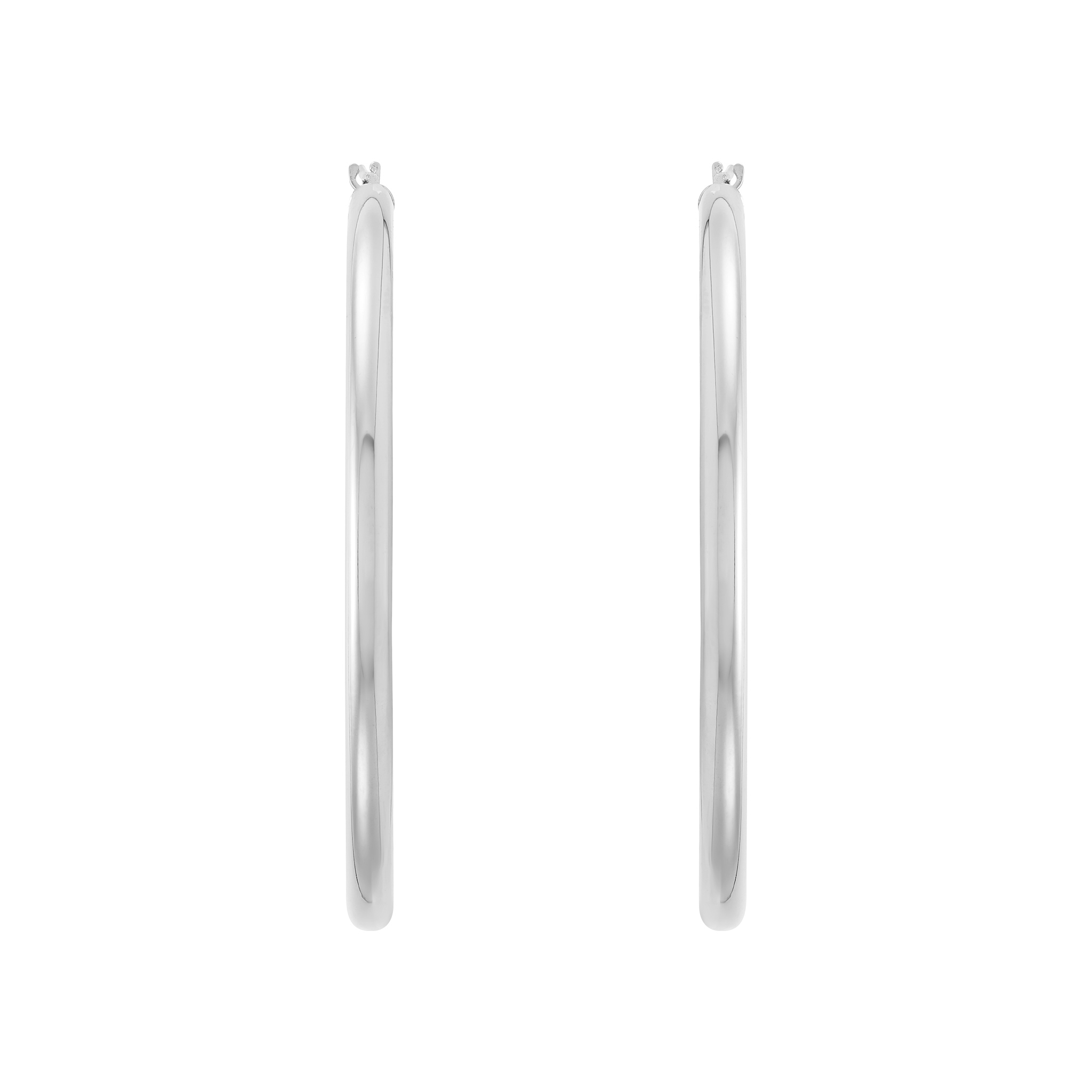 14k White Gold Tube Hoop Earrings