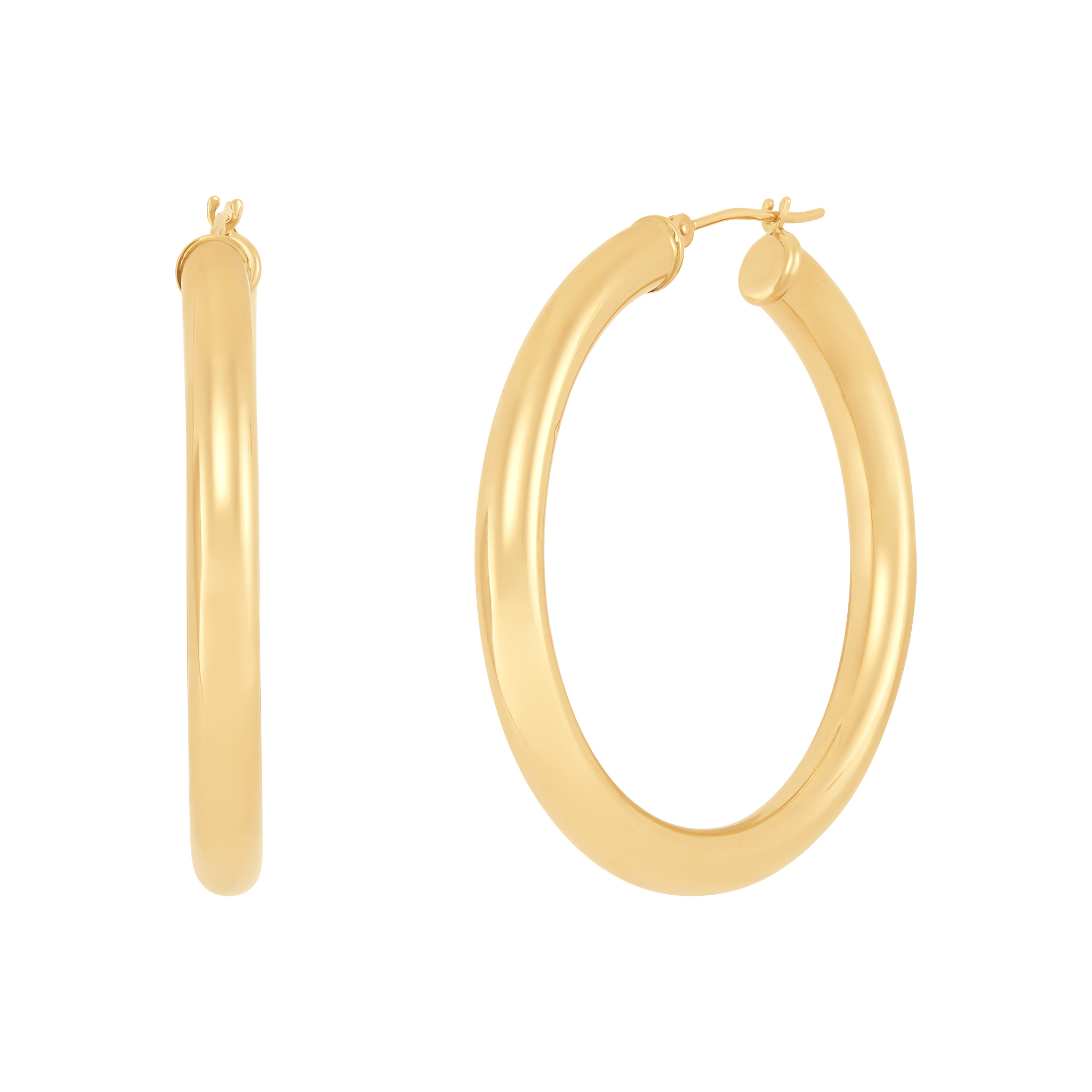 14k Yellow Gold Tube Hoop Earrings