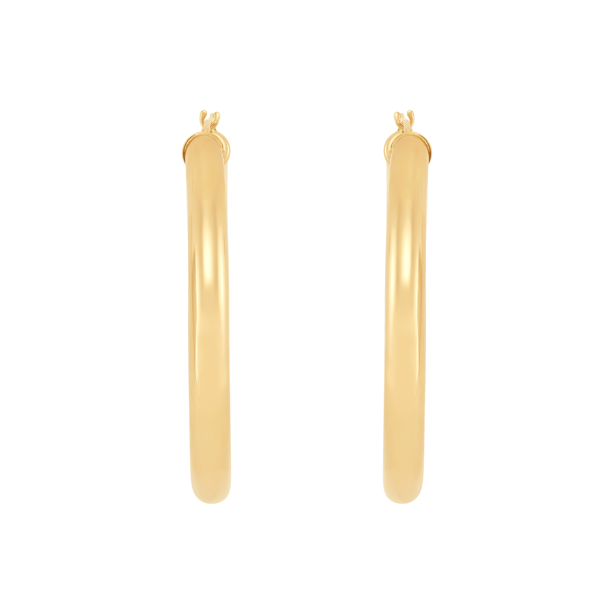14k Yellow Gold Tube Hoop Earrings