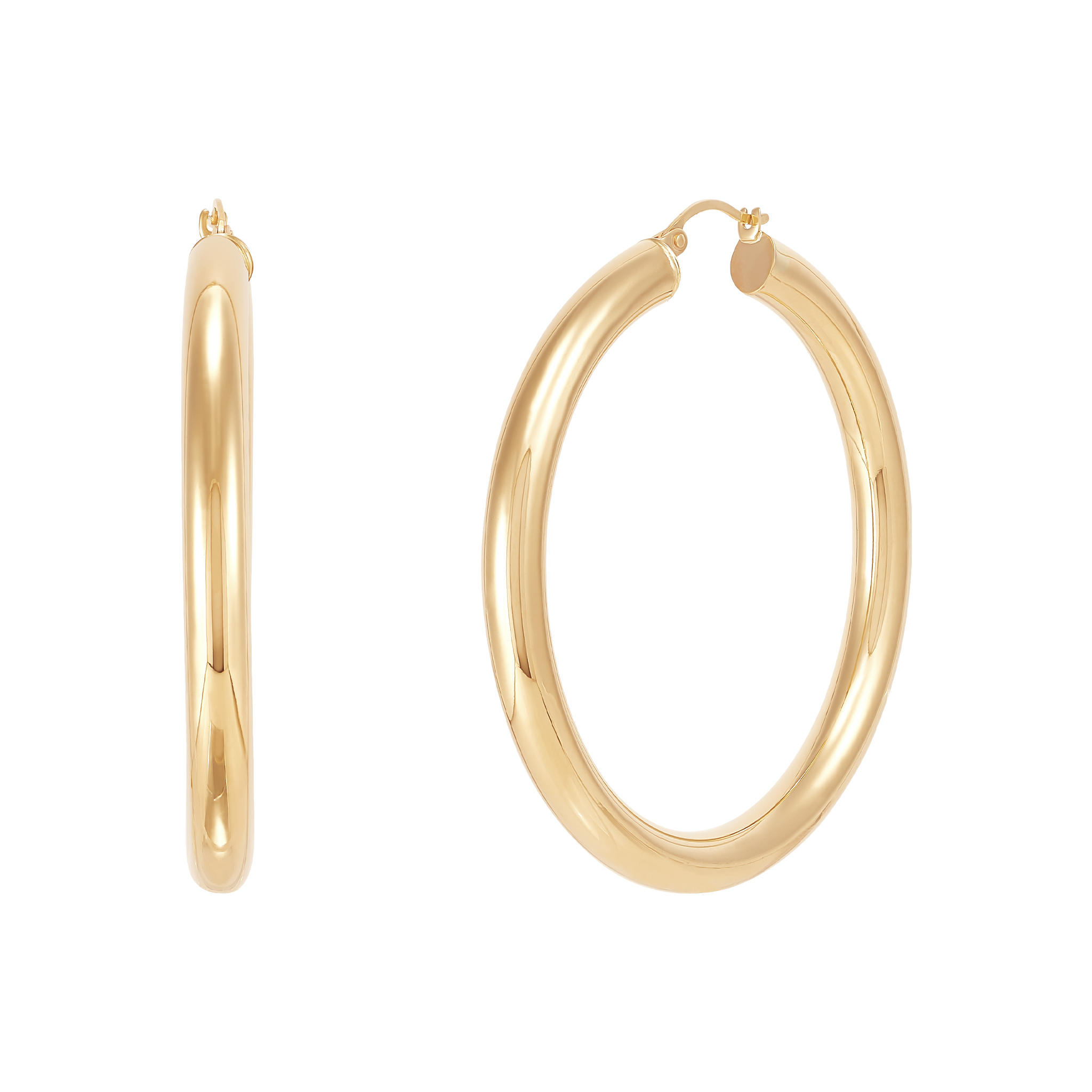 14k Yellow Gold Tube Hoop Earrings