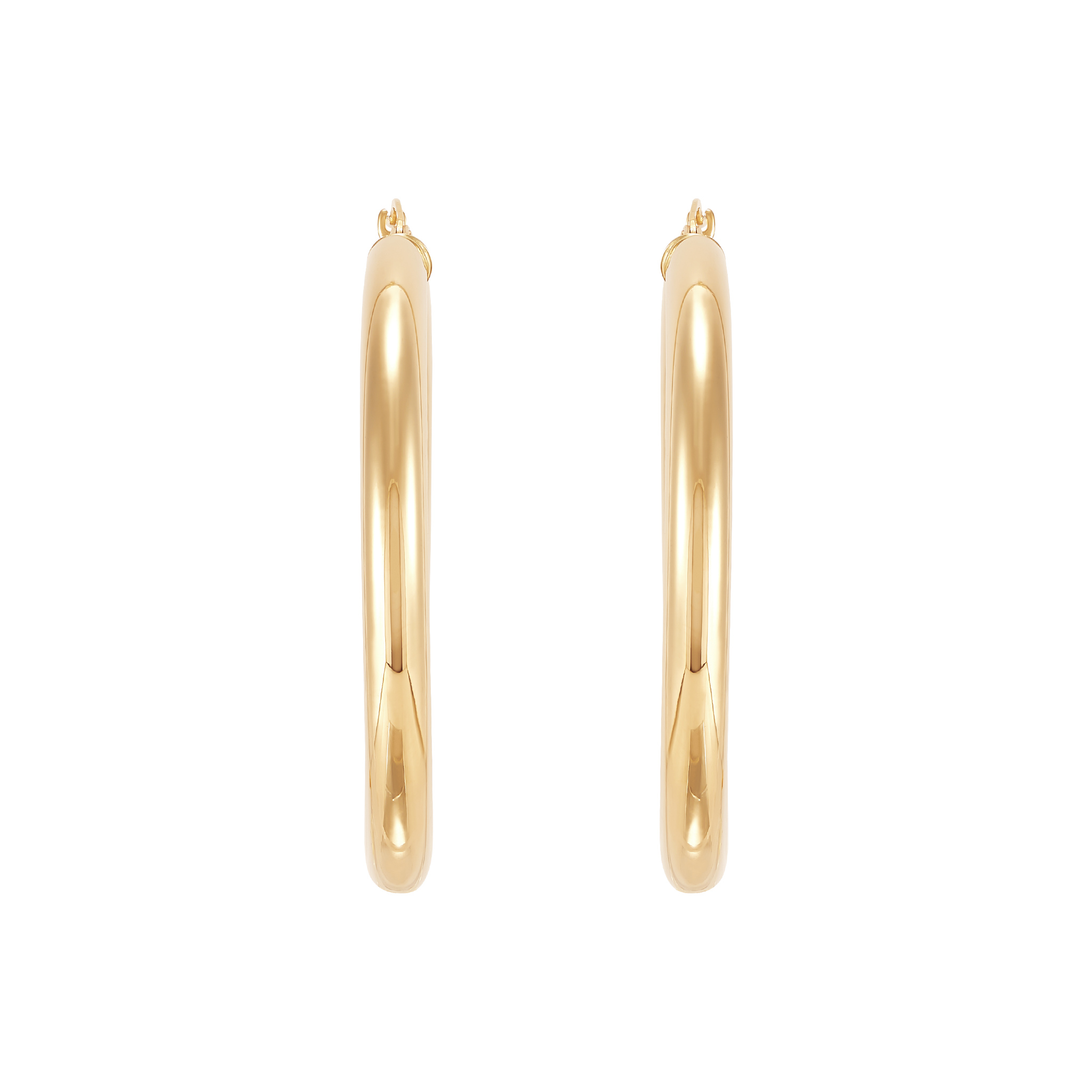 14k Yellow Gold Tube Hoop Earrings