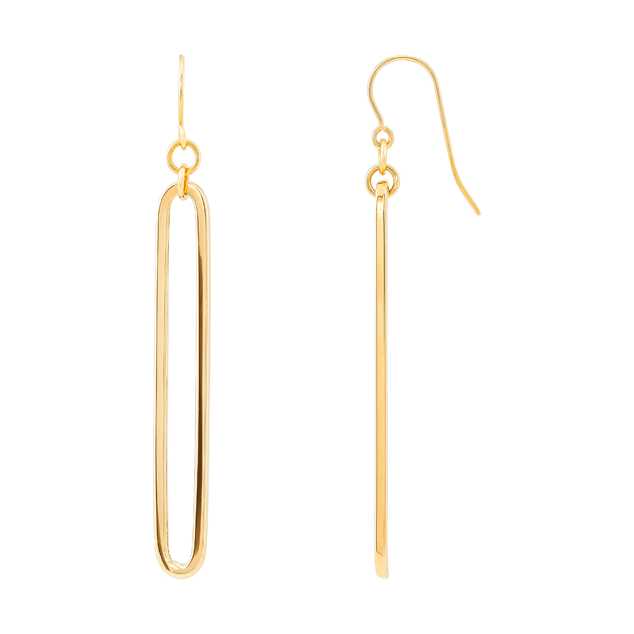 14k Yellow Gold Paper Clip Dangle Earrings