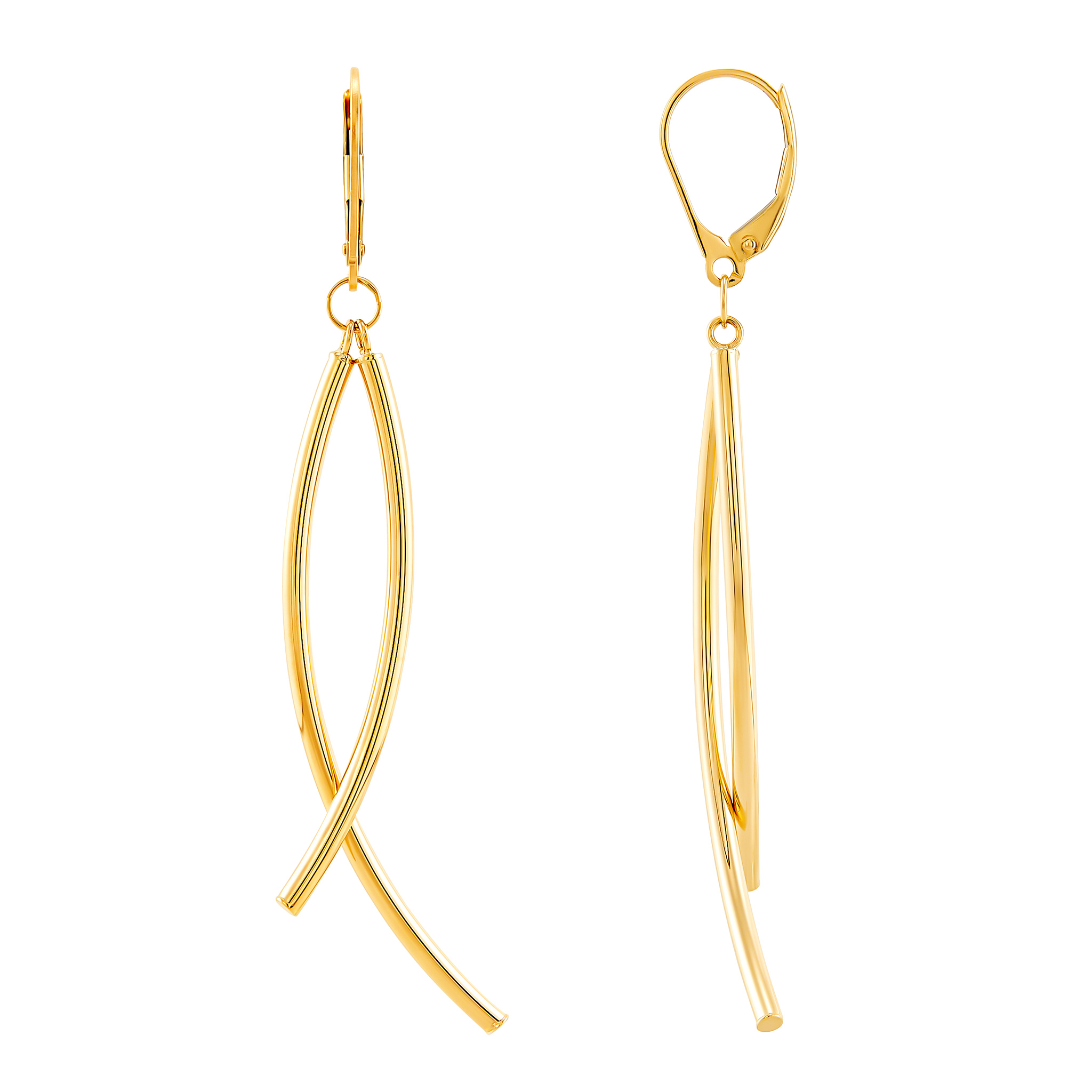 14k Yellow Gold Curved Bypass Earrings