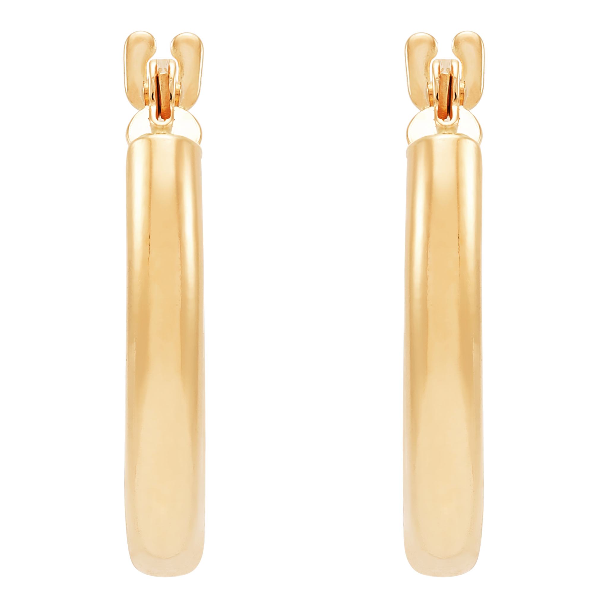 14k Yellow Gold Tube Hoop Earrings