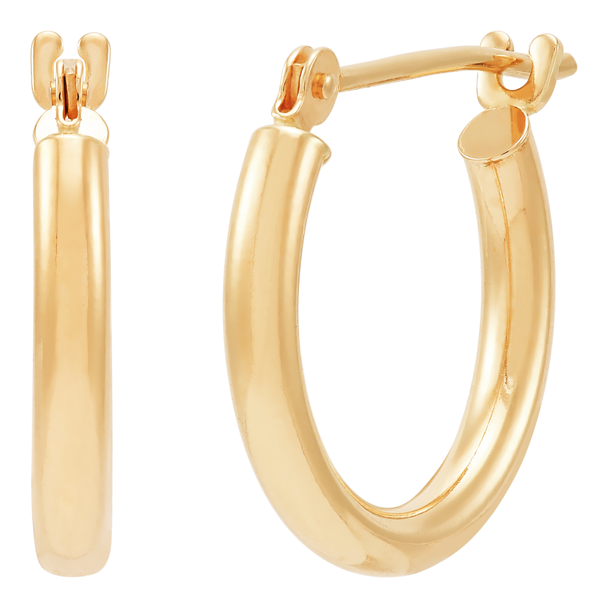 14k Yellow Gold Tube Hoop Earrings