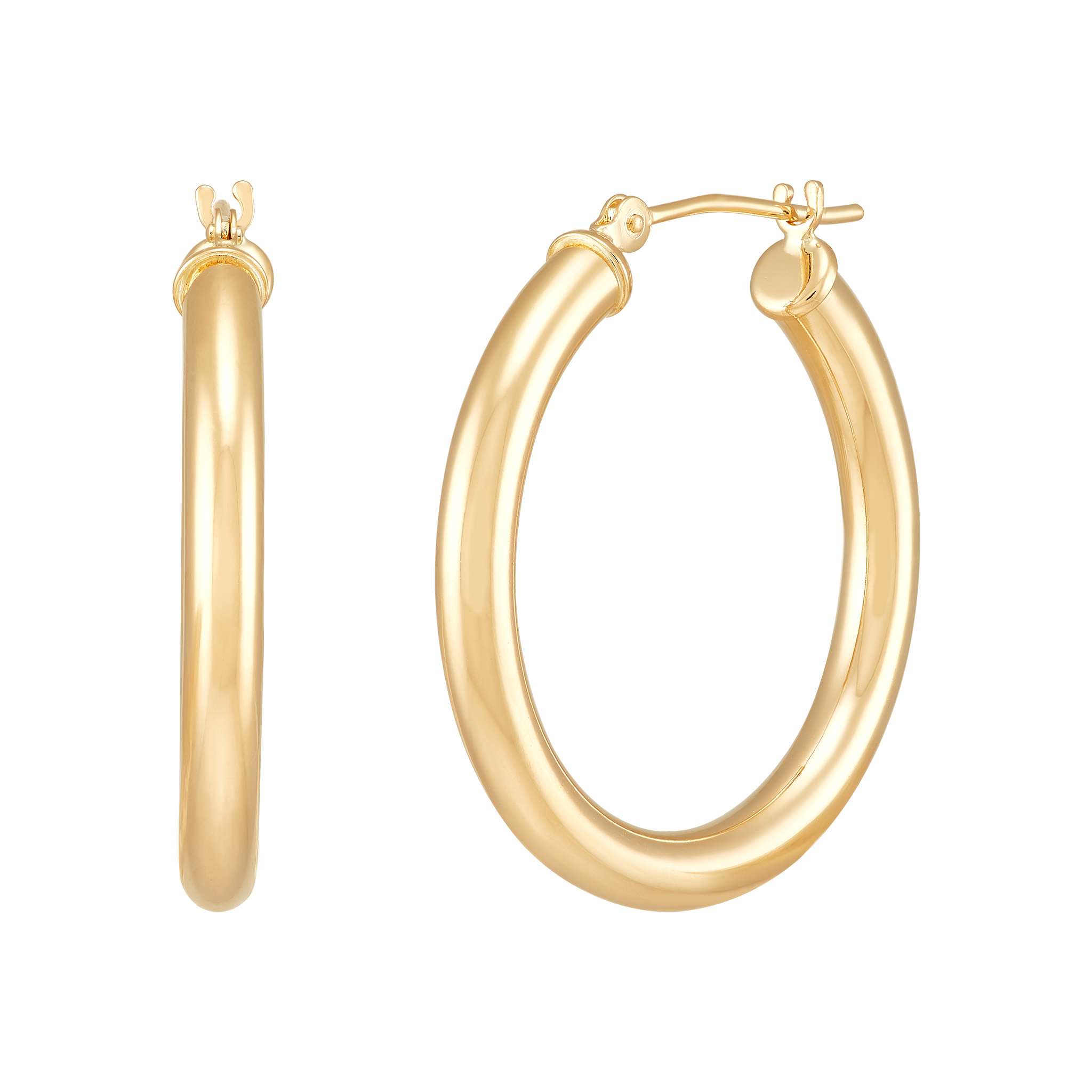 14k Yellow Gold Tube Hoop Earrings