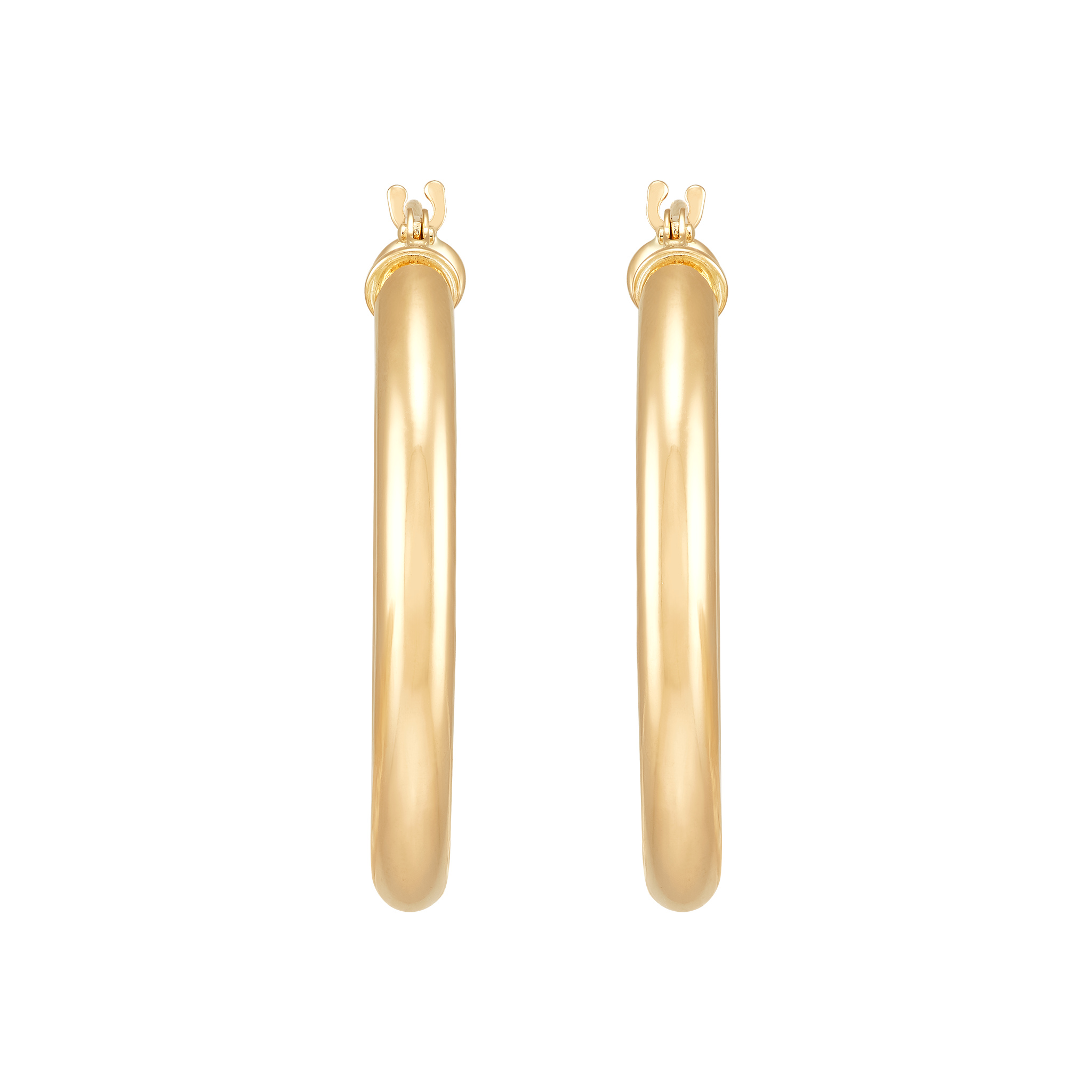 14k Yellow Gold Tube Hoop Earrings