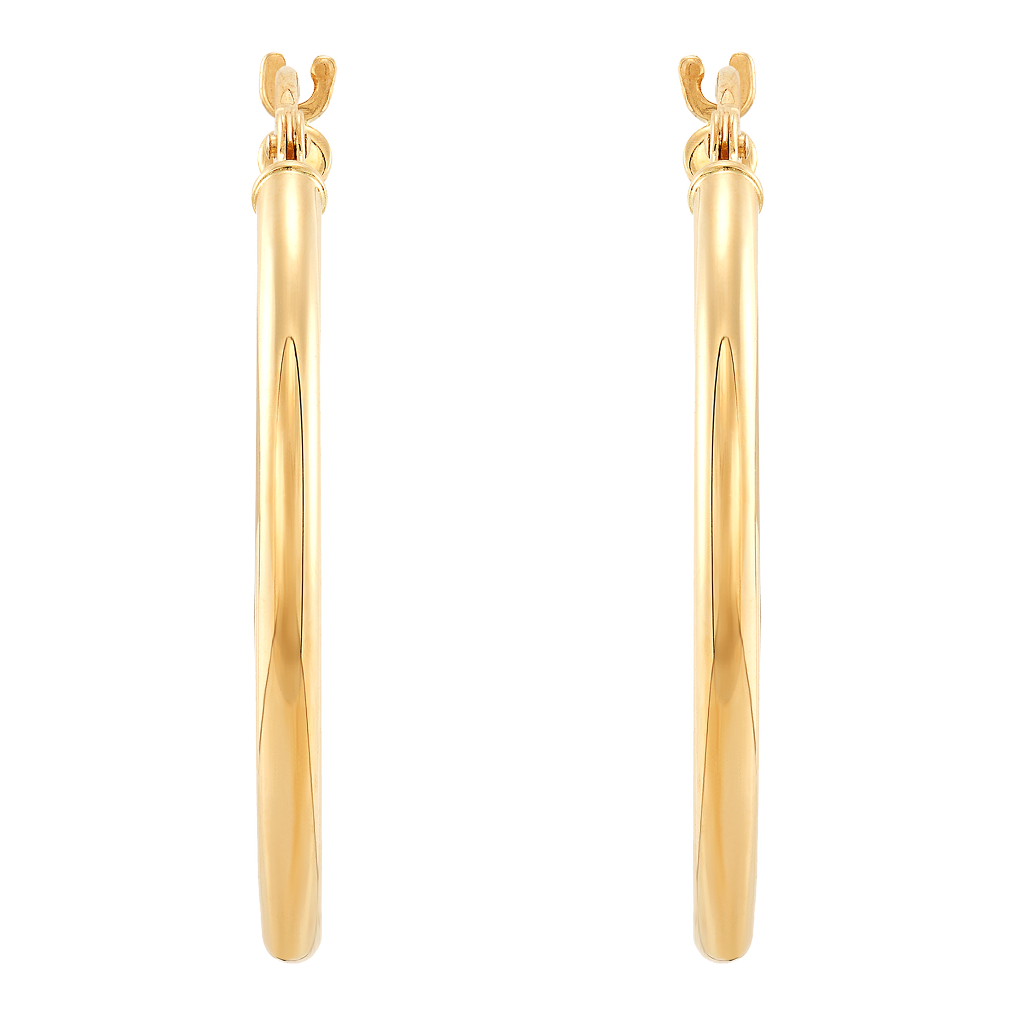 14k Yellow Gold Tube Hoop Earrings