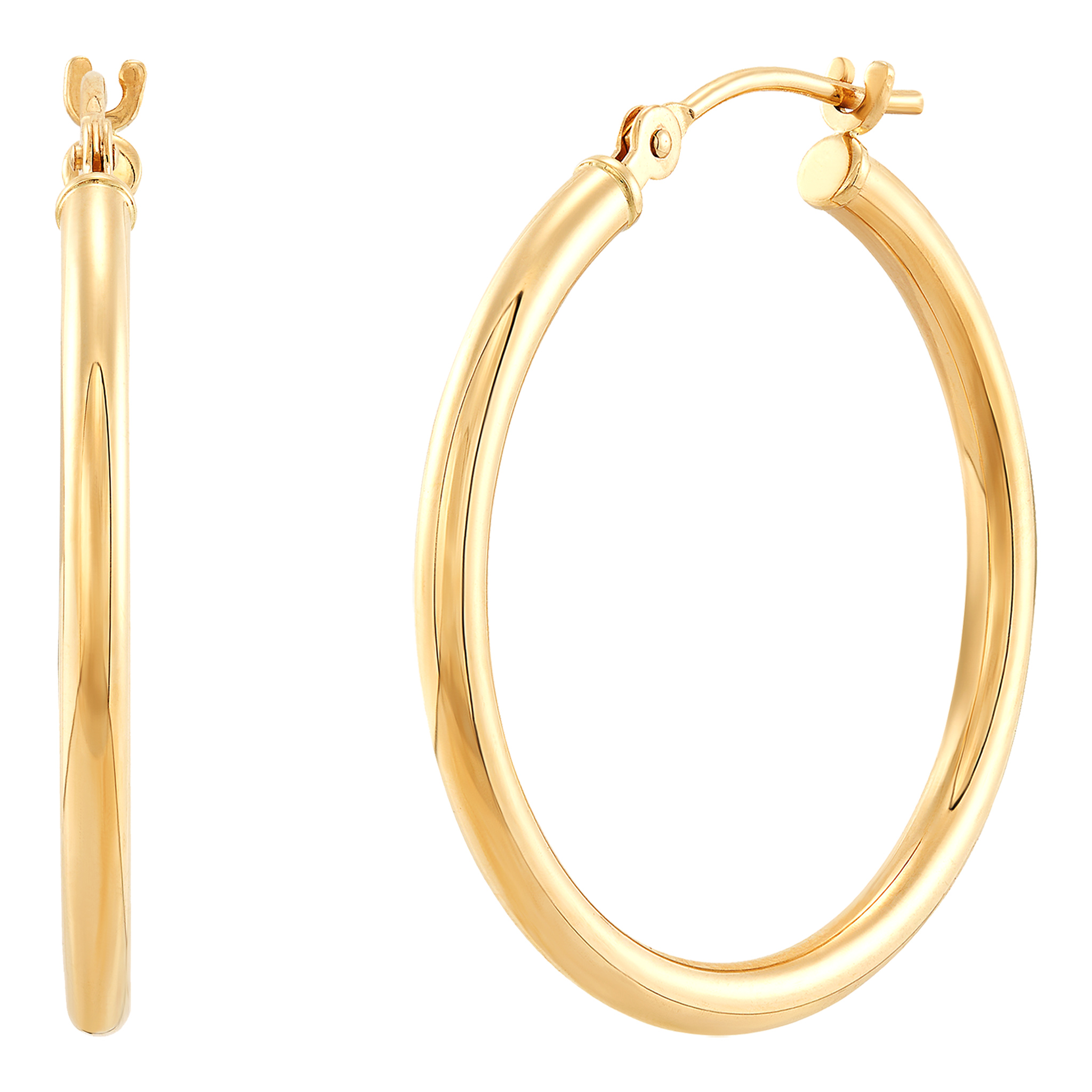 14k Yellow Gold Tube Hoop Earrings