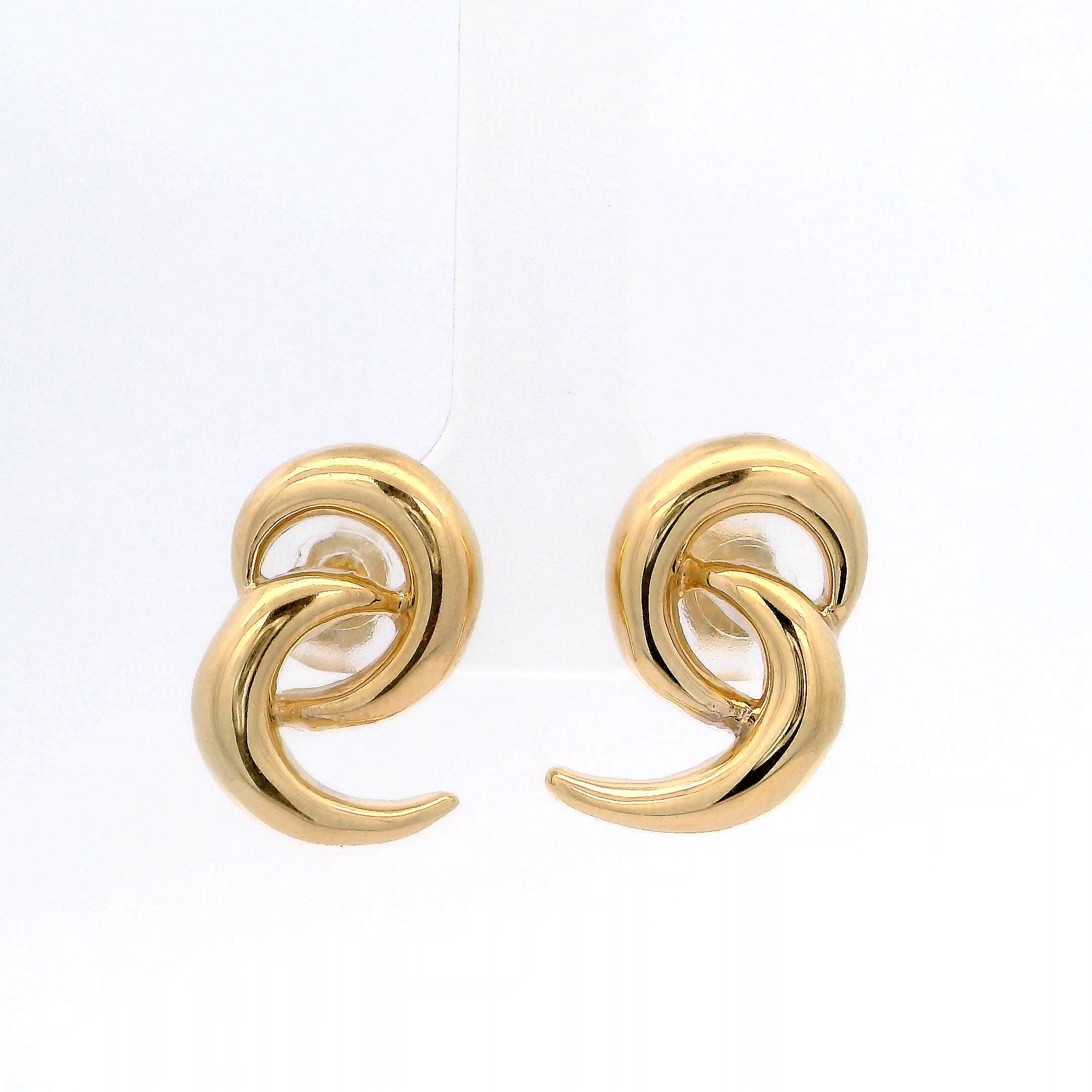 14k Yellow Gold Double Crescent Stud Earrings