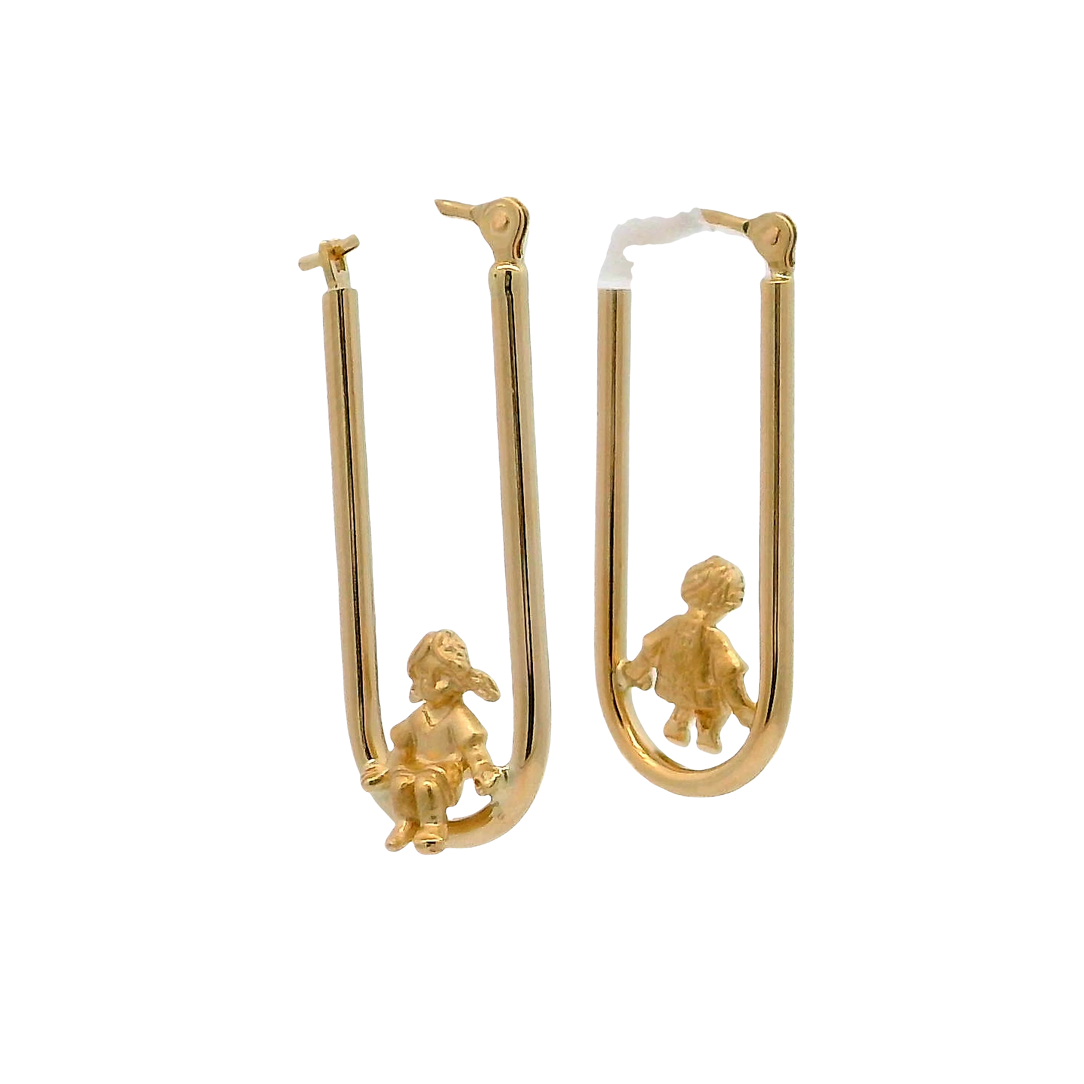 14k Yellow Gold Elongated Hoop Earrings