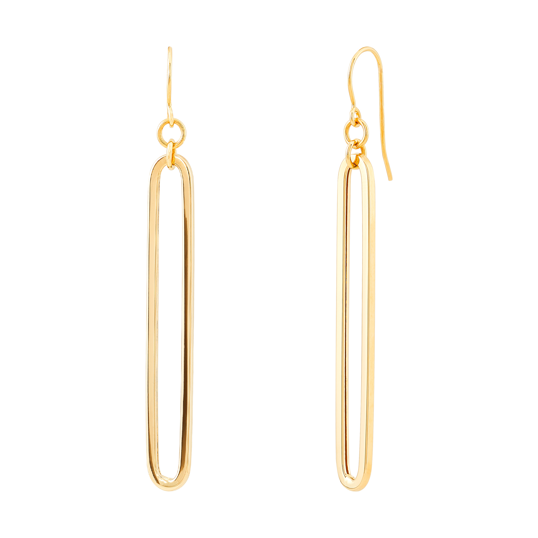 14k Yellow Gold Paper Clip Dangle Earrings