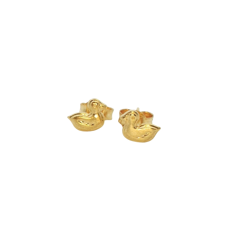 14k Yellow Gold Duck Stud Earrings
