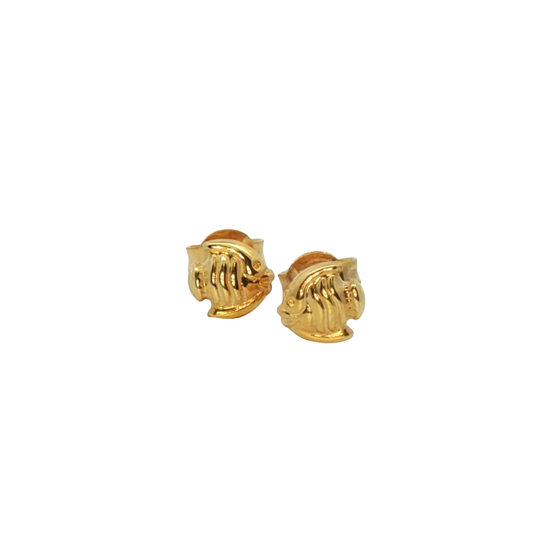 14k Yellow Gold Fish Stud Earrings