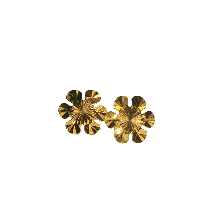 14k Yellow Gold Snowflake Stud Earrings