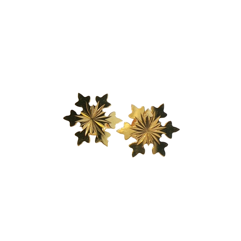 14k Yellow Gold Snowflake Stud Earrings