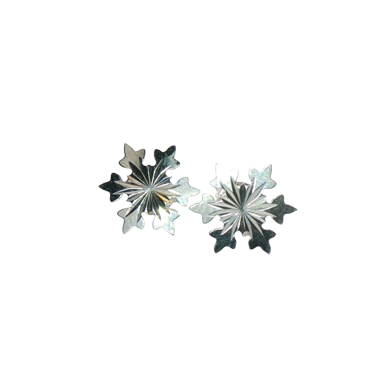 14k White Gold Snowflake Stud Earrings