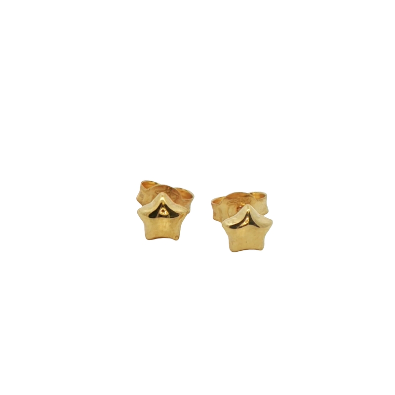 14k Yellow Gold Star Stud Earrings