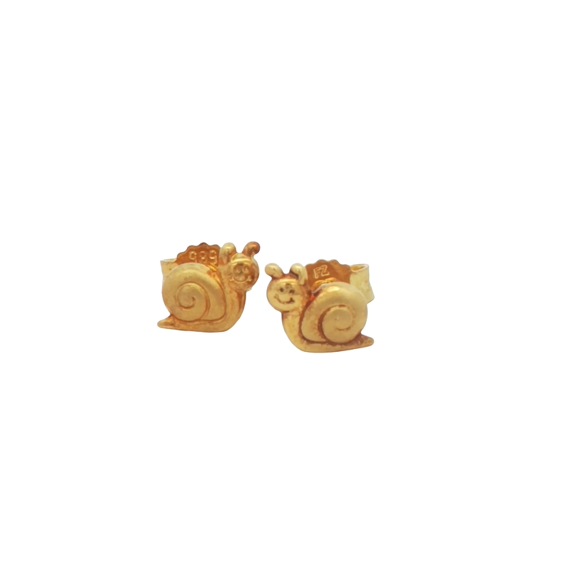14k Yellow Gold Snail Stud Earrings