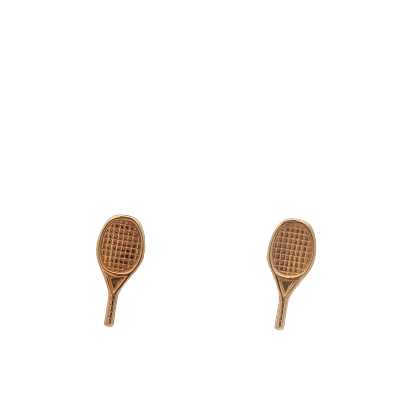 14k Yellow Gold Tennis Raquet Stud Earrings