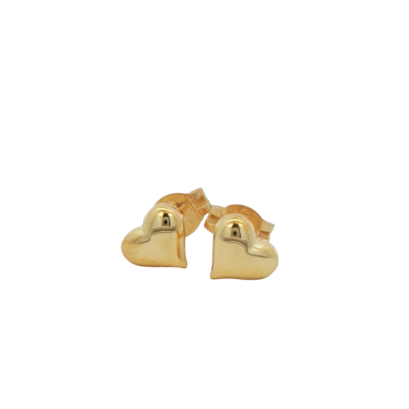 14k Yellow Gold Heart Shaped Stud Earrings