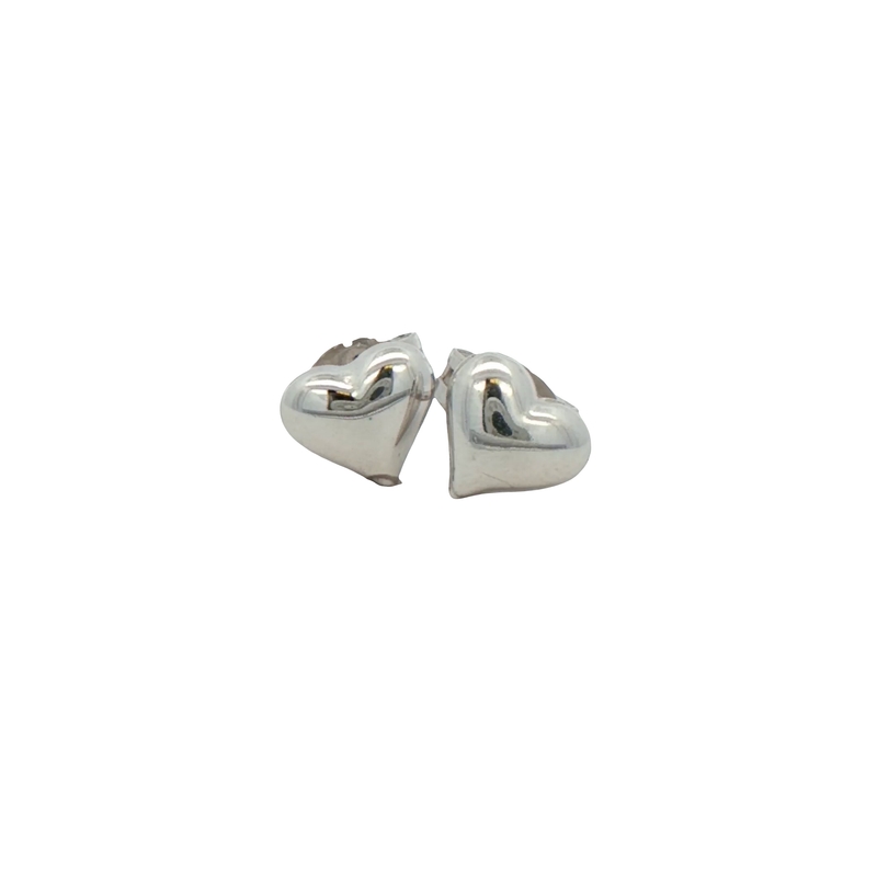 14k White Gold Heart Shaped Stud Earrings