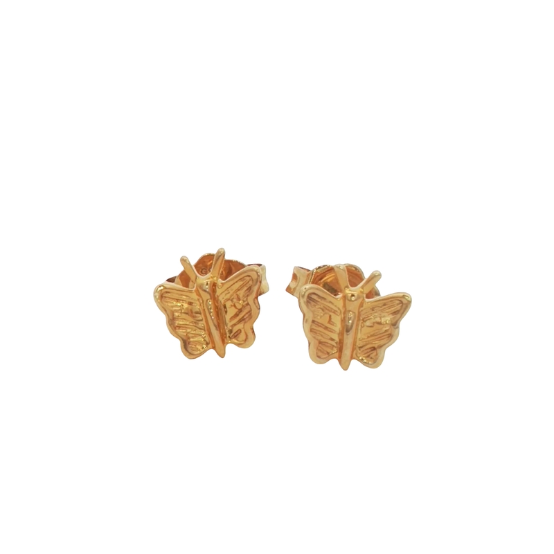 14k Yellow Gold Butterfly Stud Earrings