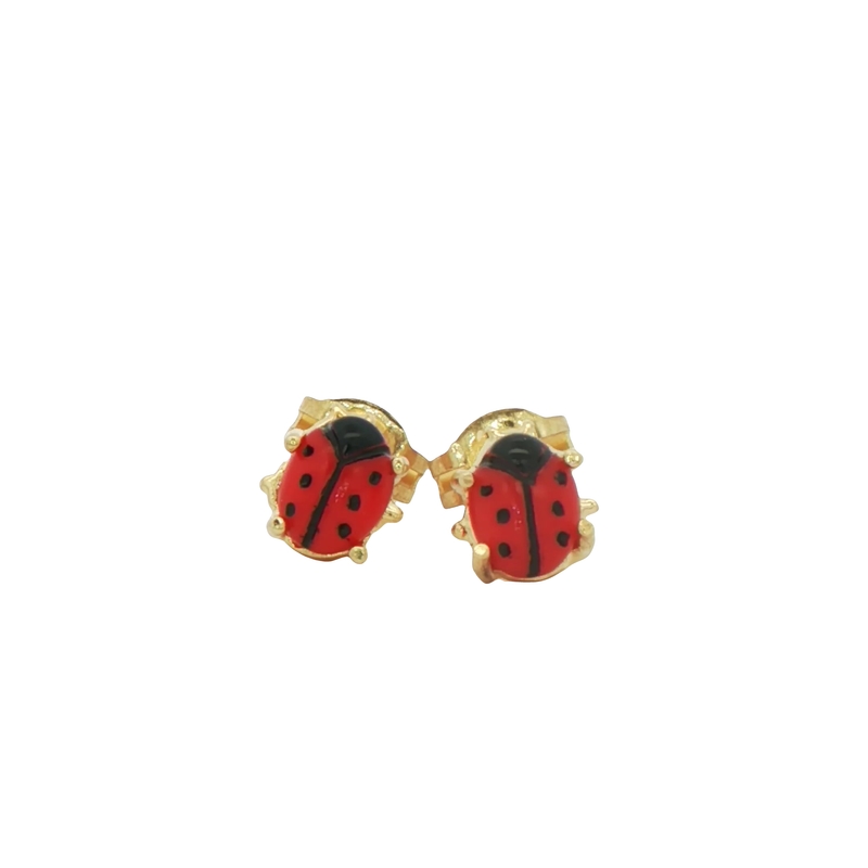 14k Yellow Gold Ladybug Stud Earrings