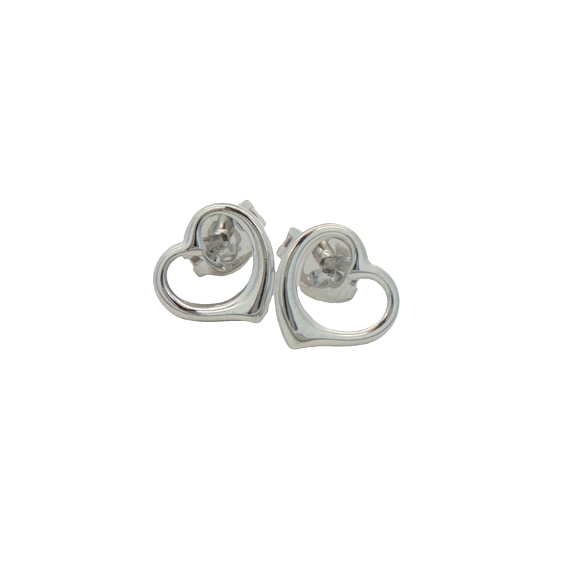14k White Gold Heart Stud Earrings