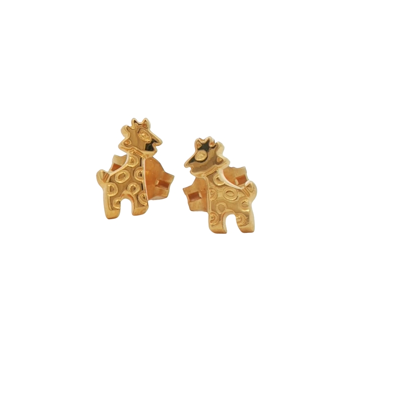 14k Yellow Gold Giraffe Stud Earrings