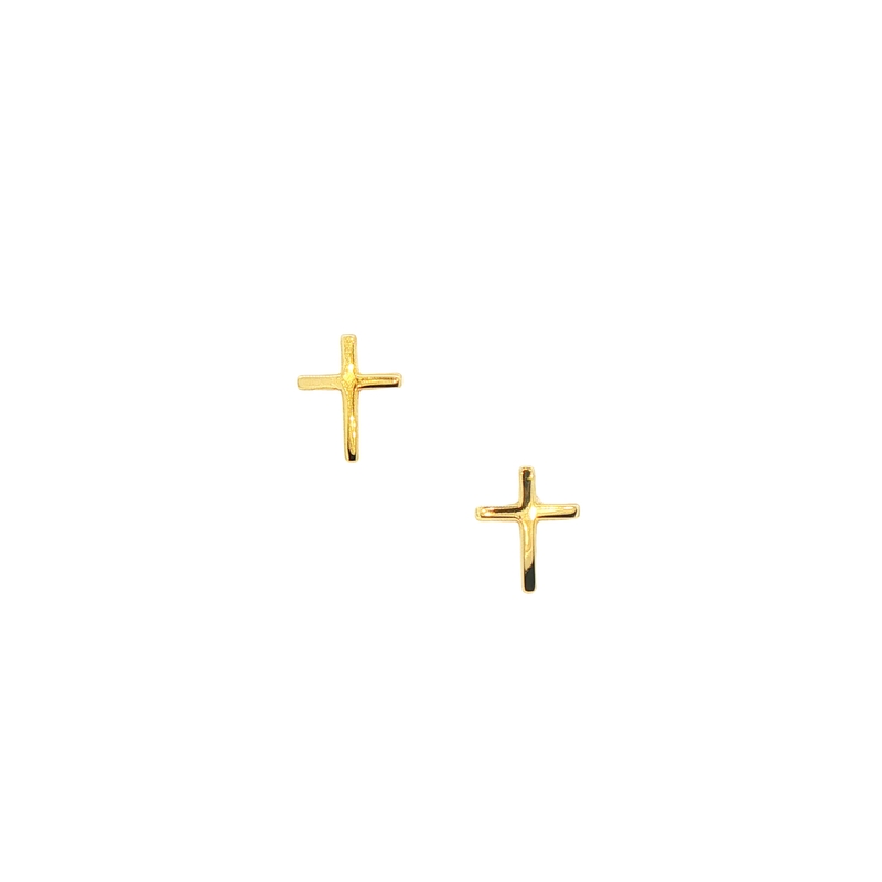 14k Yellow Gold Cross Stud Earrings