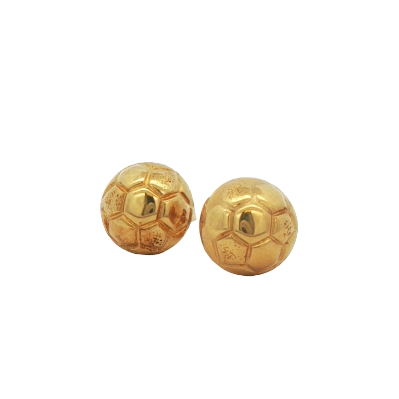 14k Yellow Gold Soccer Ball Stud Earrings