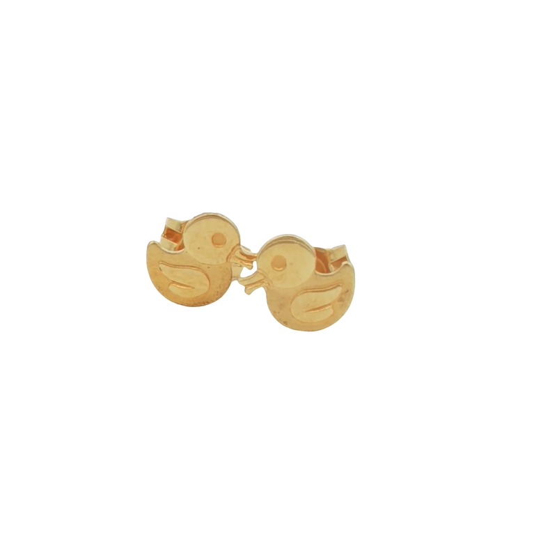 14k Yellow Gold Duck Stud Earrings