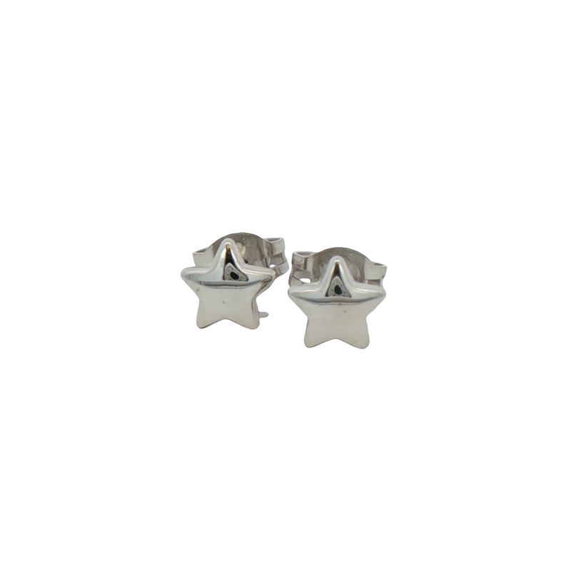 14k White Gold Star Stud Earrings