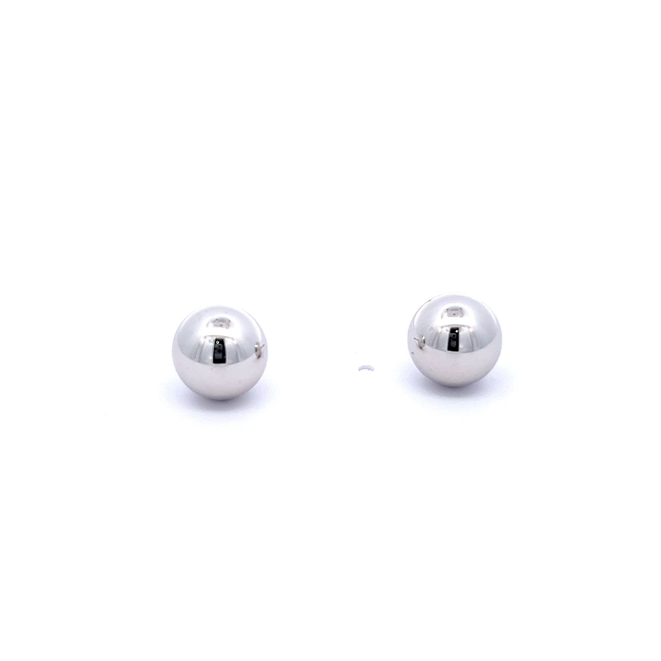 9mm 14k White Gold Ball Stud Earrings