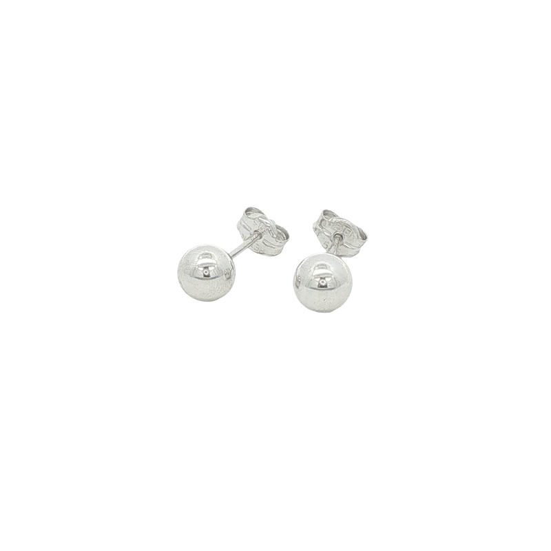 14k White Gold Small Ball Stud Earrings