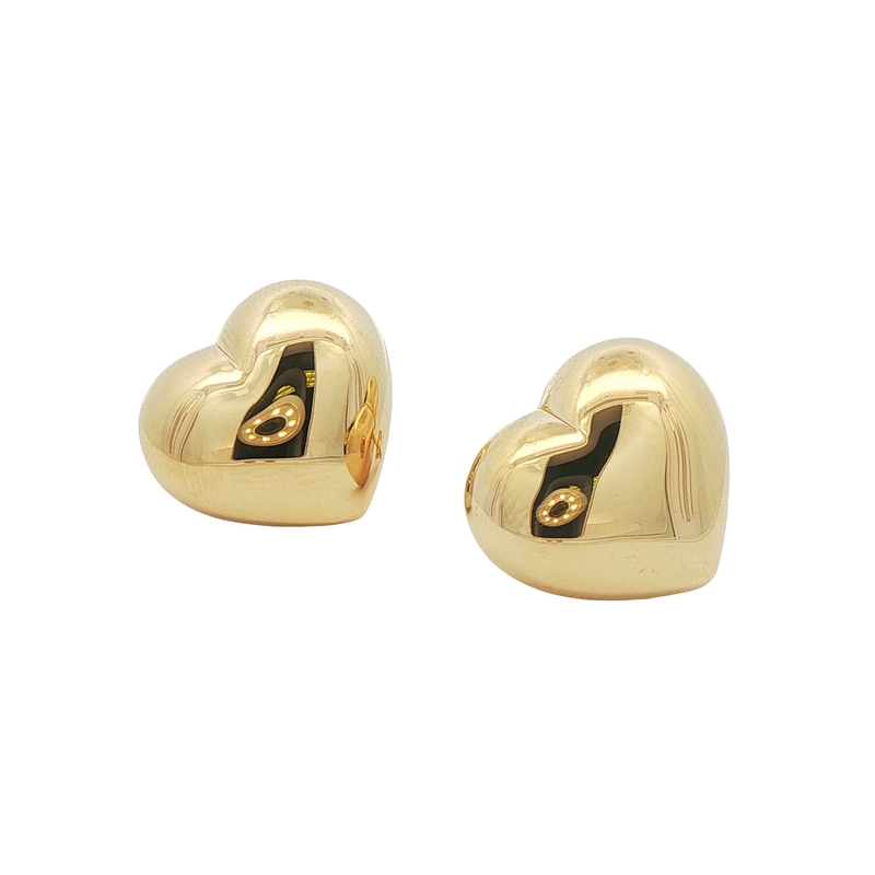 14k Yellow Gold Heart Stud Earrings