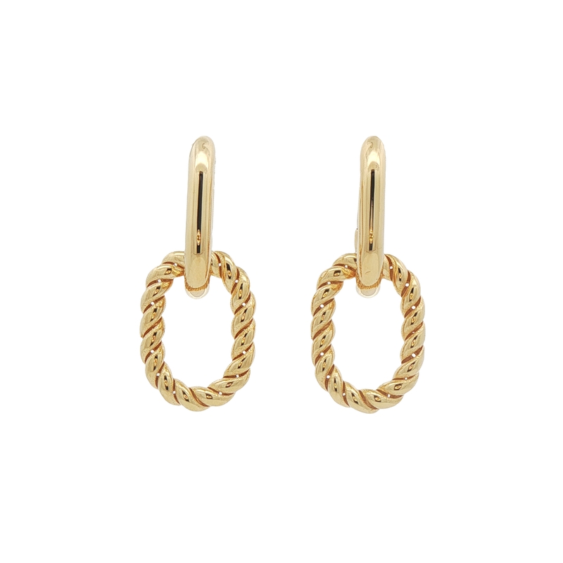 14k Yellow Gold Hoop Dangle Earrings